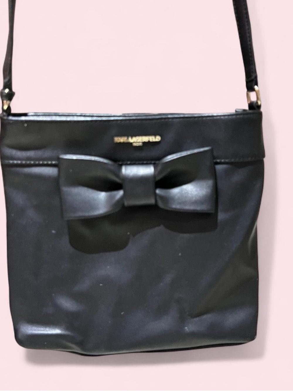 Karl Lagerfeld Black Bow-Accent Crossbody Bag